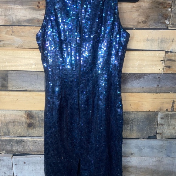 Vintage Mark & John by Gopa Sequin/Silk Shift Coctail Mini Dress Size 4 Black - Picture 7 of 8